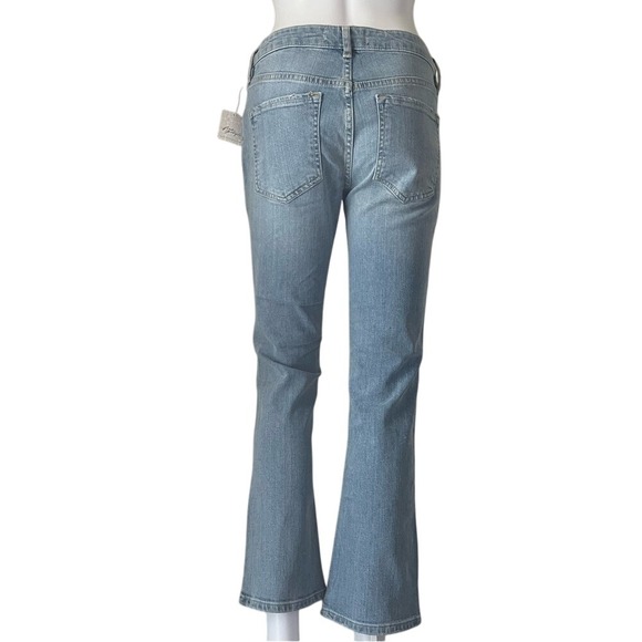 Free People We the free Liv cropped Cotton Elastic Blue Flare Denim Jeans -27 - Picture 2 of 9